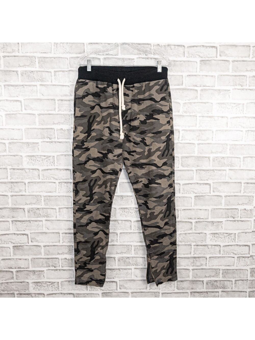 ORO Los Angeles Men's Camo Drawstring Jogger Pants gray black size Medium